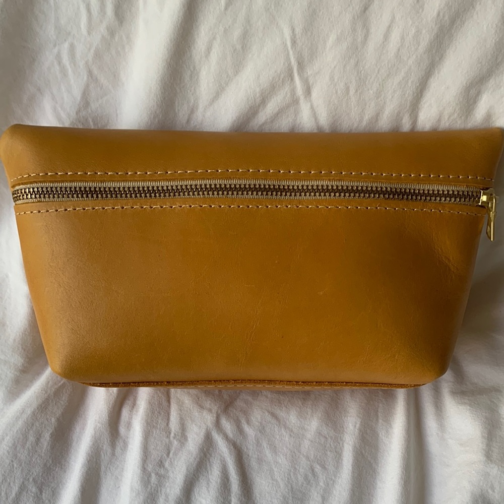 Portland leather goods large cosmetic pouch sunflower